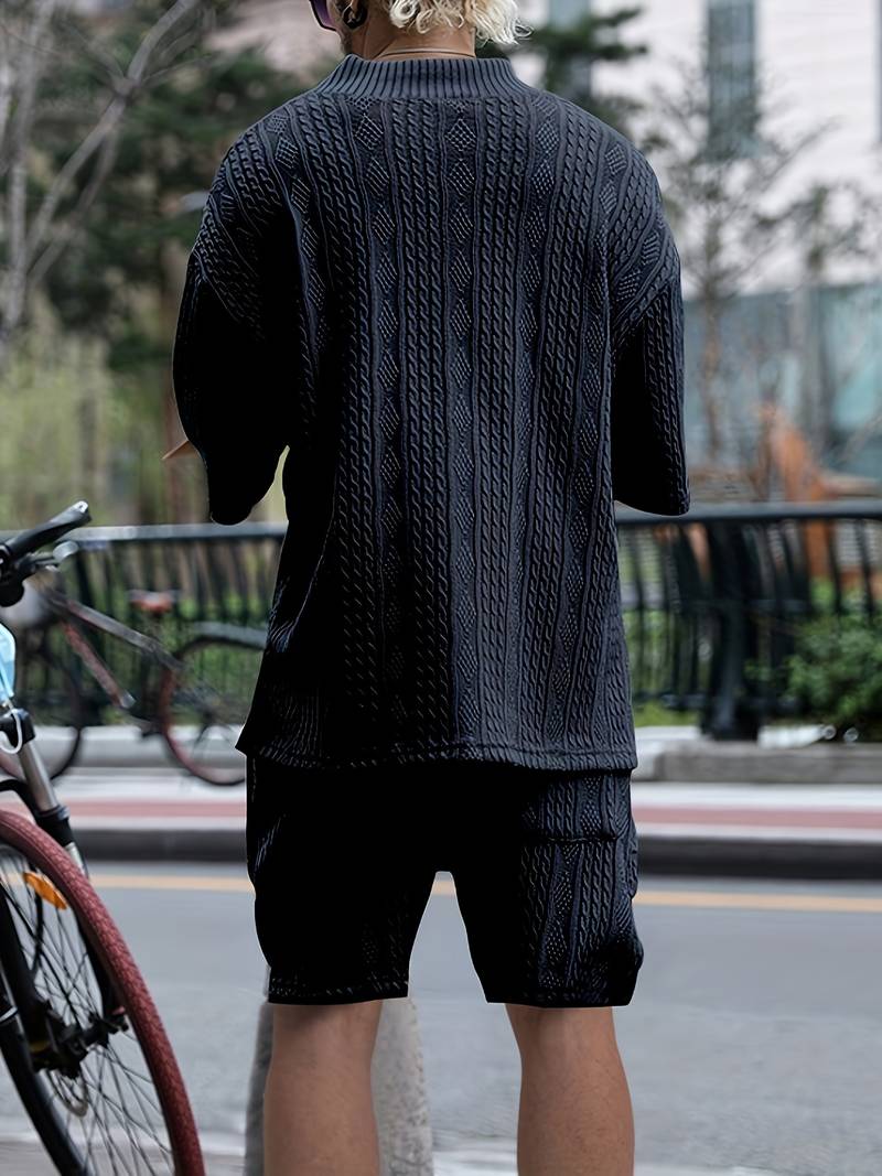 Andrew | Bequemes Strickset mit V-Ausschnitt und passenden Shorts für Herren | Stilvoll, komfortabel & vielseitig