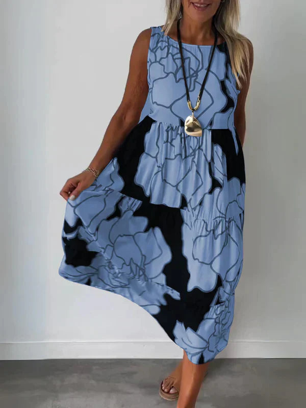 Ärmelloses Kleid mit Druck