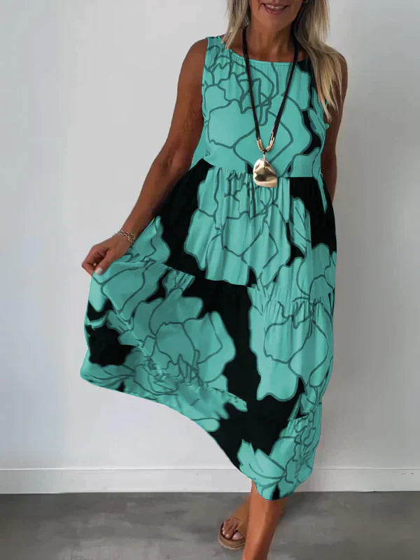 Ärmelloses Kleid mit Druck