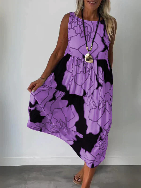 Ärmelloses Kleid mit Druck