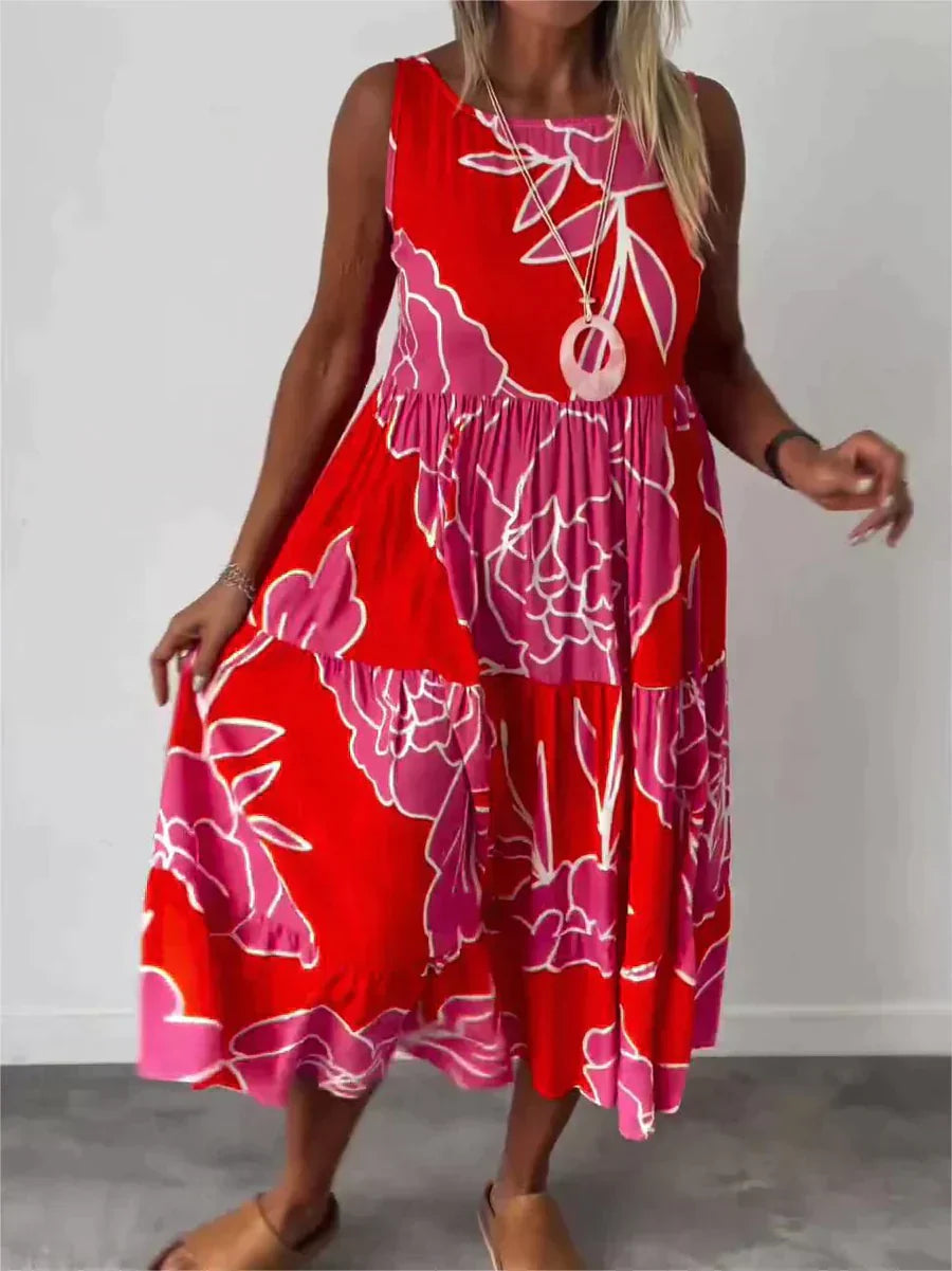 Ärmelloses Kleid mit Druck