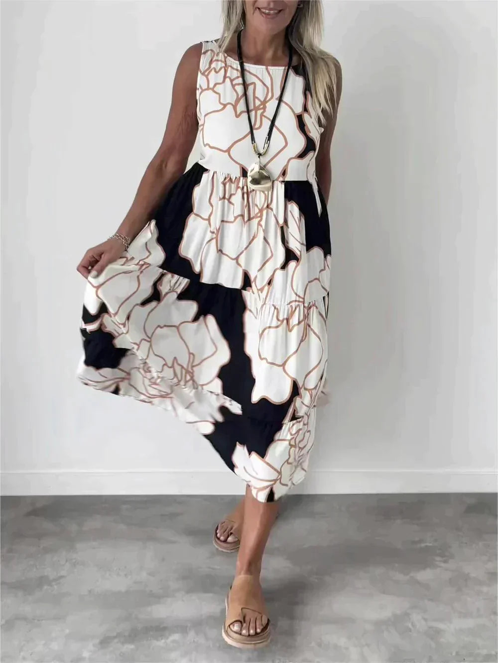 Ärmelloses Kleid mit Druck