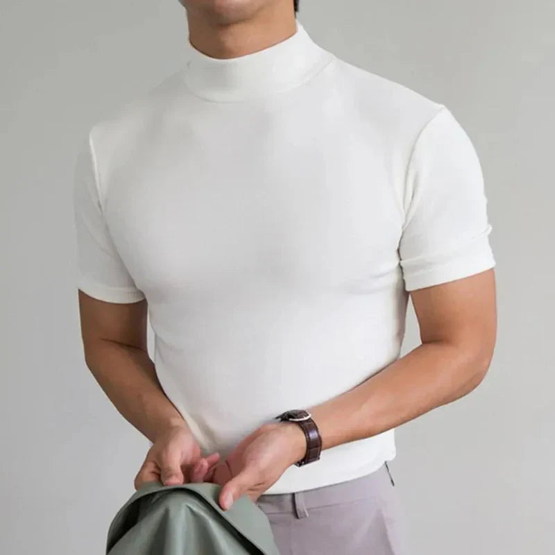 Basic Herren T-Shirt mit hohem Kragen | Schlicht, bequem & vielseitig