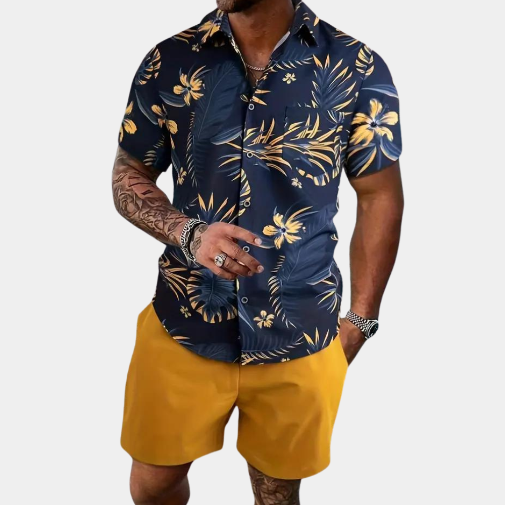 Ben | Zweiteiliges Herren-Set mit Kurzarmhemd und Shorts aus atmungsaktiver Baumwolle