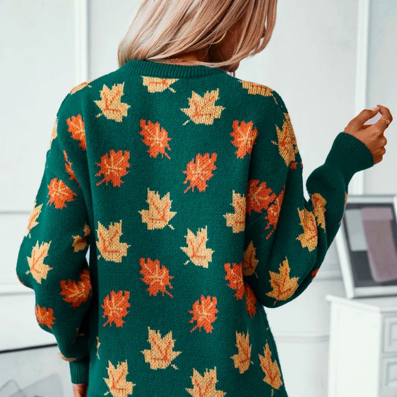Bequemer Pullover mit Ahornblatt-Details für Einen Stilvollen Herbst