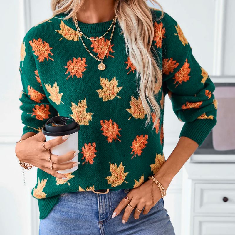 Bequemer Pullover mit Ahornblatt-Details für Einen Stilvollen Herbst