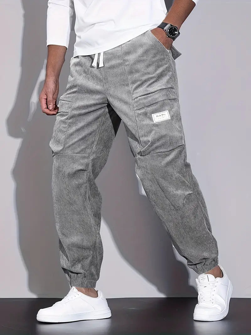 Brody Herren Cargohose aus Kord | Bequeme Jogginghose mit Taschen im Streetwear-Stil