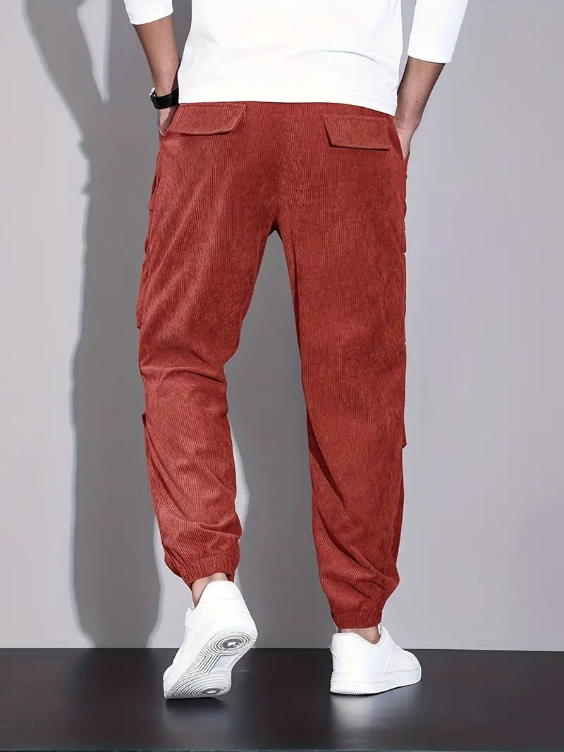 Brody Herren Cargohose aus Kord | Bequeme Jogginghose mit Taschen im Streetwear-Stil