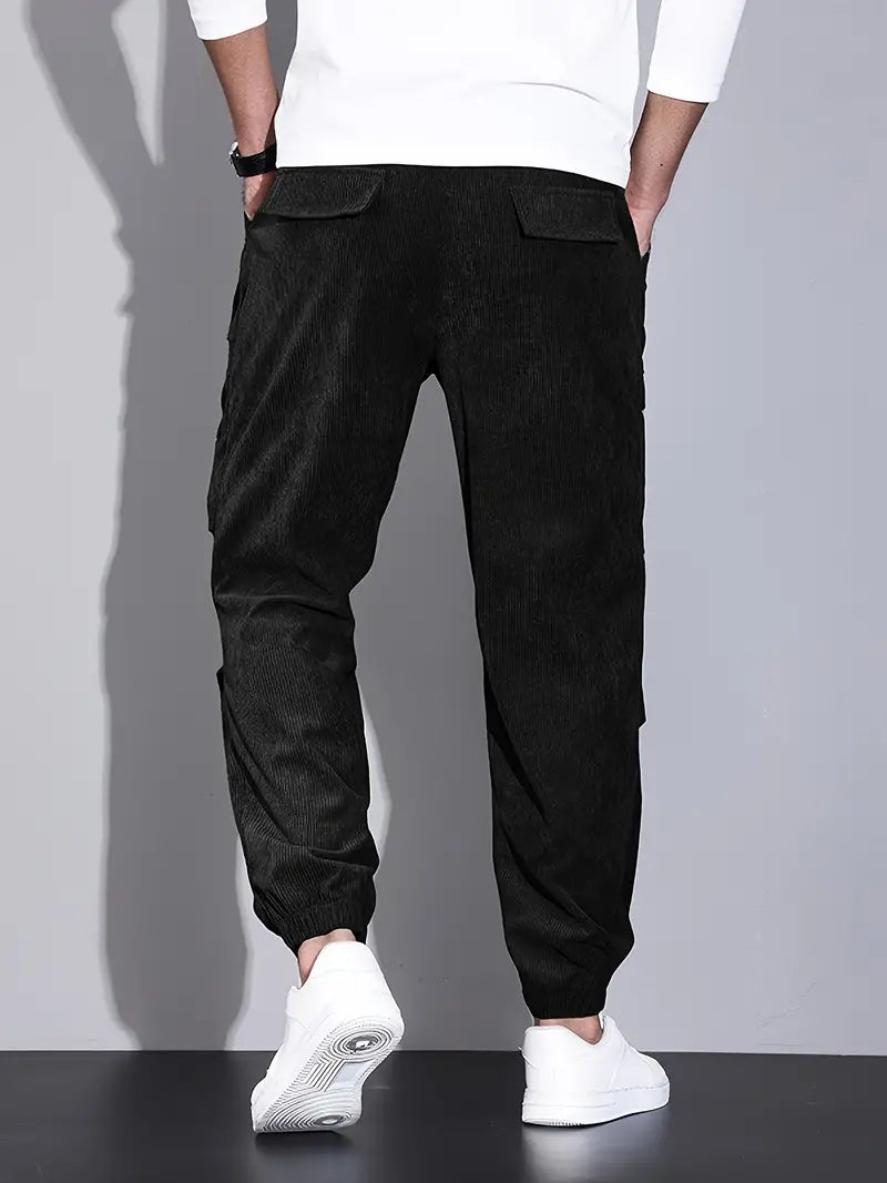 Brody Herren Cargohose aus Kord | Bequeme Jogginghose mit Taschen im Streetwear-Stil