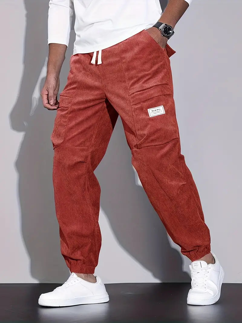 Brody Herren Cargohose aus Kord | Bequeme Jogginghose mit Taschen im Streetwear-Stil
