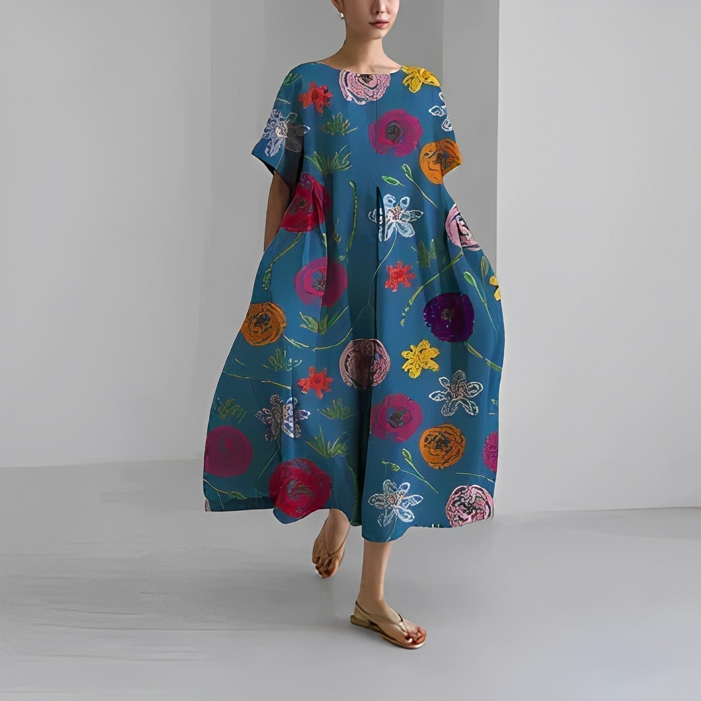 Damen Amelia Kleid | Boho-Blumenmuster für Unkomplizierte Eleganz
