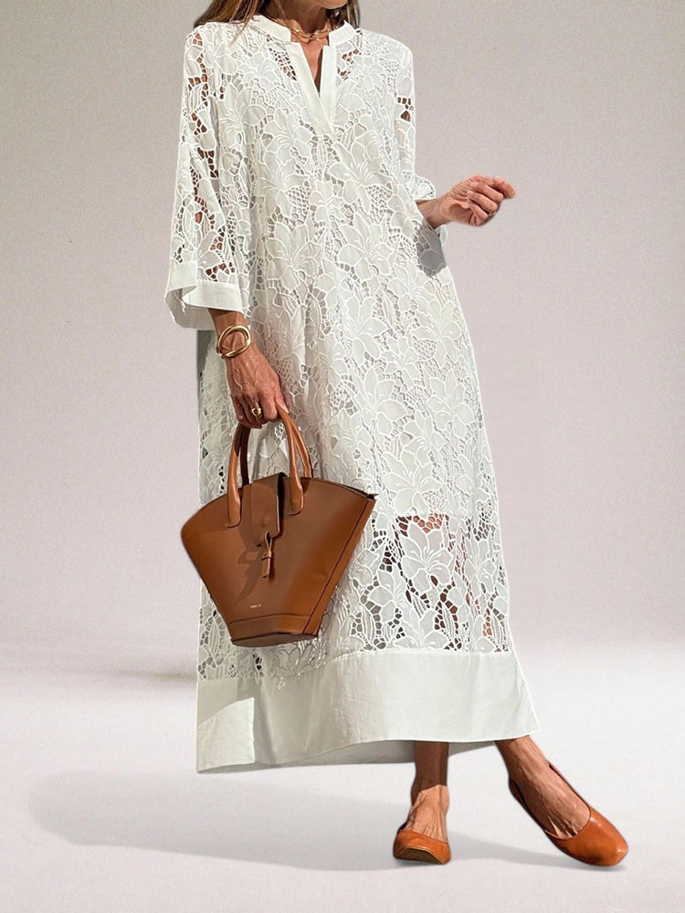 Damen Beata Kleid | Luxus Langes Kleid aus Spitzenstoff