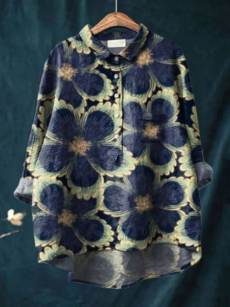 Damen Lila Bluse | Blumenmuster Chemisier für Einen Frischen, Lässigen Look