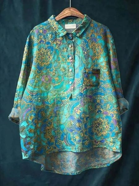 Damen Lila Bluse | Blumenmuster Chemisier für Einen Frischen, Lässigen Look