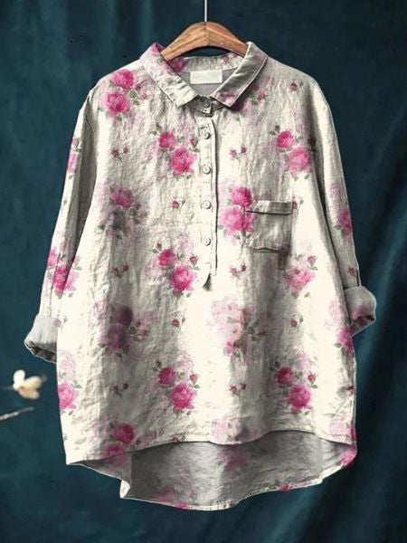 Damen Lila Bluse | Blumenmuster Chemisier für Einen Frischen, Lässigen Look