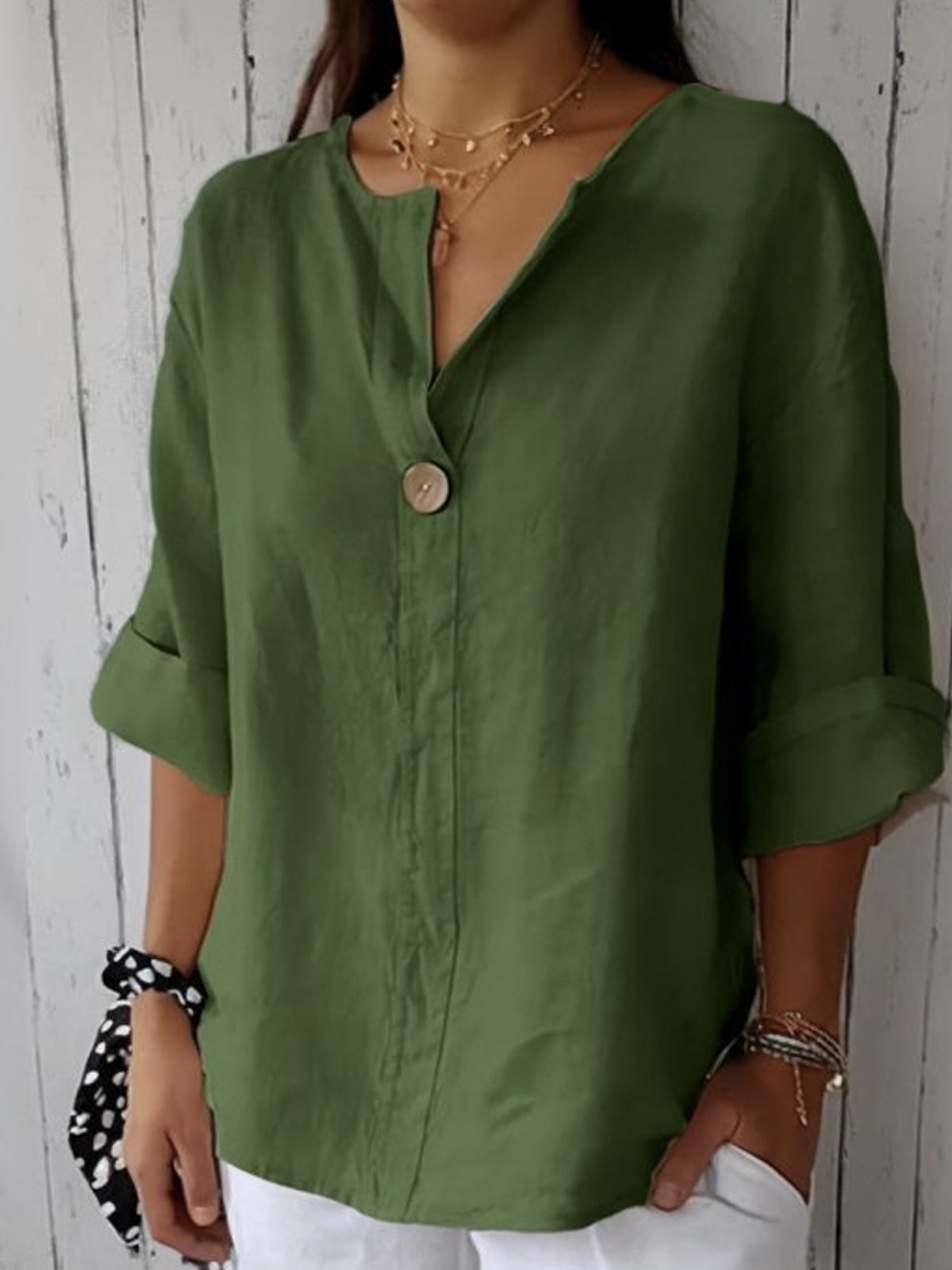 Damen Lindala Top | Lässiges V-Ausschnitt Shirt für Jeden Anlass