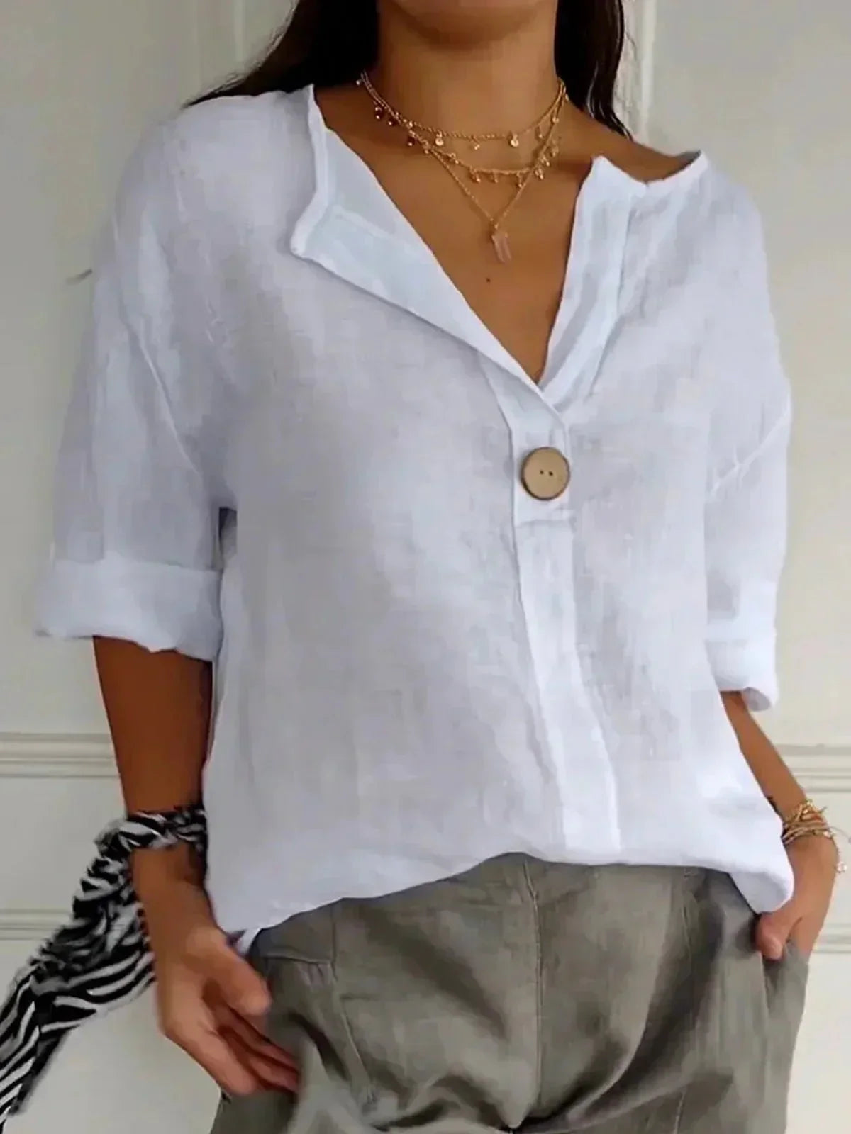 Damen Lindala Top | Lässiges V-Ausschnitt Shirt für Jeden Anlass