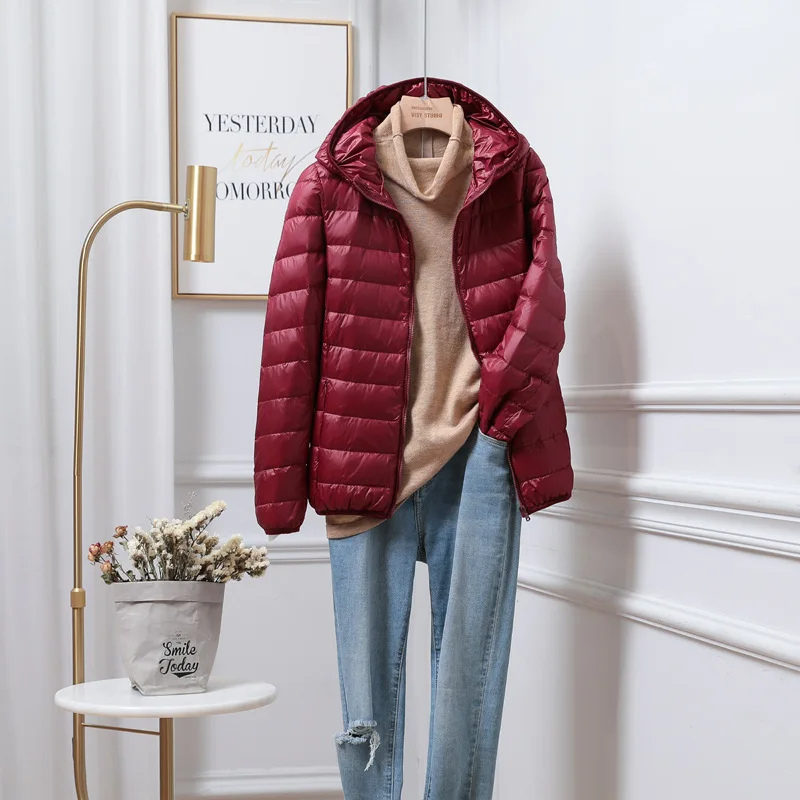 Damen Pufferjacke Ultraleicht mit Kapuze – Faltbare Steppjacke für Reisen