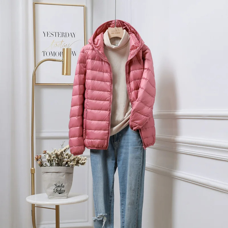 Damen Pufferjacke Ultraleicht mit Kapuze – Faltbare Steppjacke für Reisen