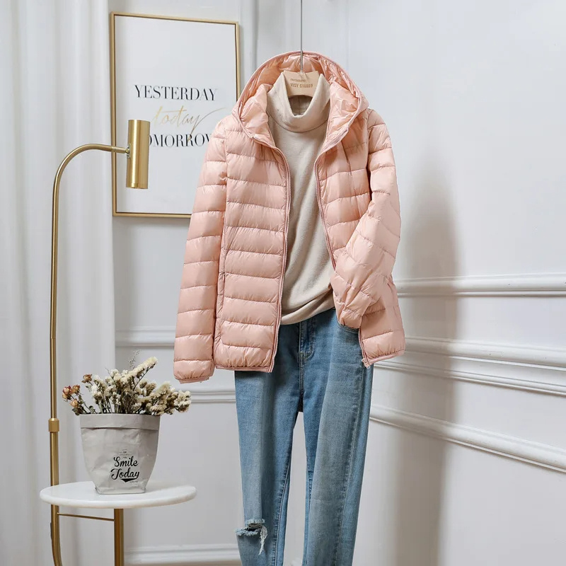 Damen Pufferjacke Ultraleicht mit Kapuze – Faltbare Steppjacke für Reisen