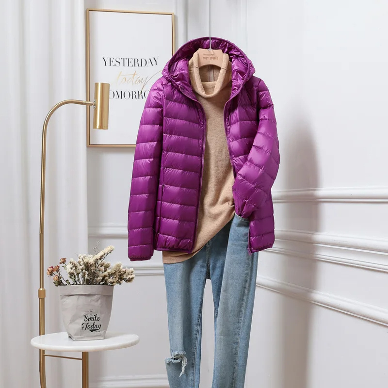 Damen Pufferjacke Ultraleicht mit Kapuze – Faltbare Steppjacke für Reisen