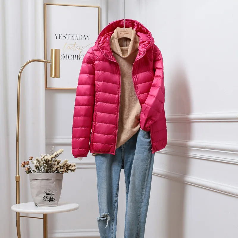 Damen Pufferjacke Ultraleicht mit Kapuze – Faltbare Steppjacke für Reisen