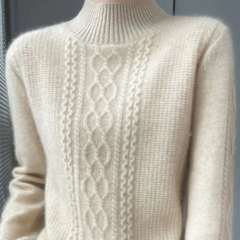 Damen Rollkragenpullover aus Premium Wolle – Warmer Strickpullover