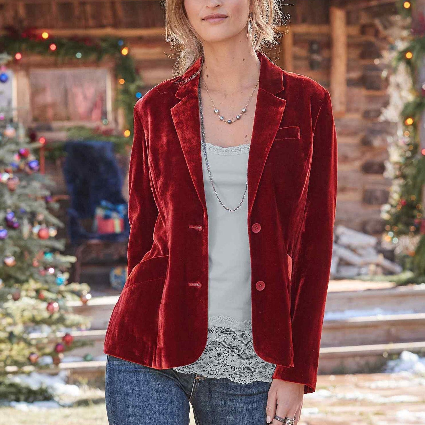 Damen Samtblazer – Luxus Slim Fit Jacke für alle Jahreszeiten