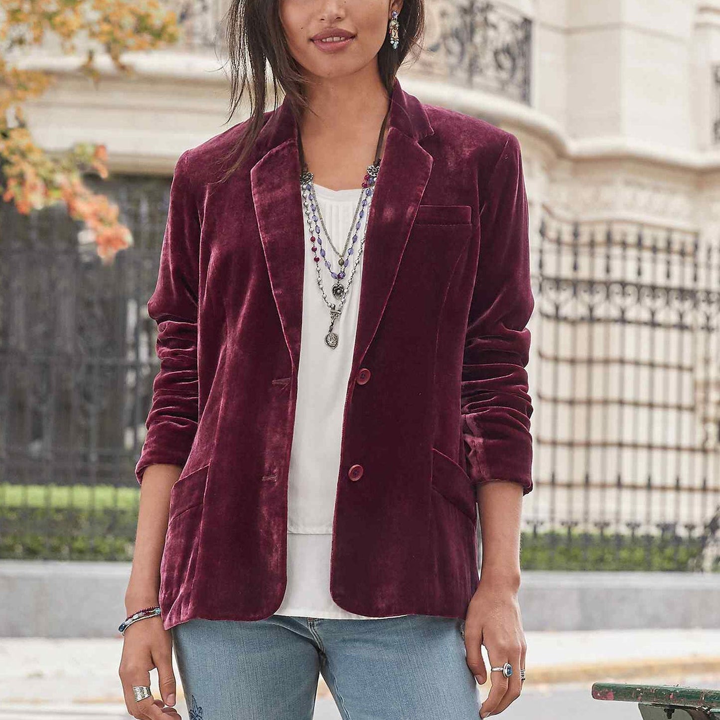 Damen Samtblazer – Luxus Slim Fit Jacke für alle Jahreszeiten