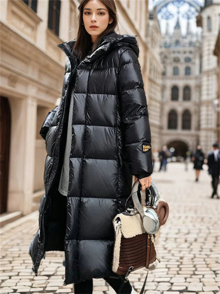 Damen Steppmantel – Langer, Wattierter Wintermantel im Modestil
