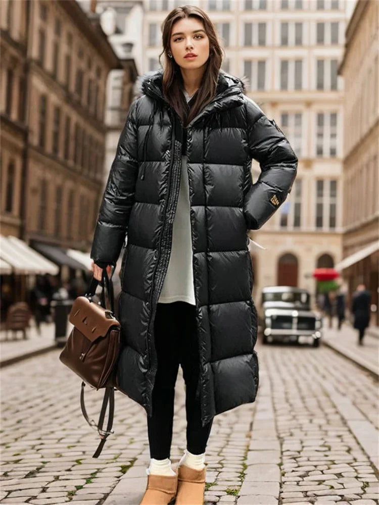 Damen Steppmantel – Langer, Wattierter Wintermantel im Modestil