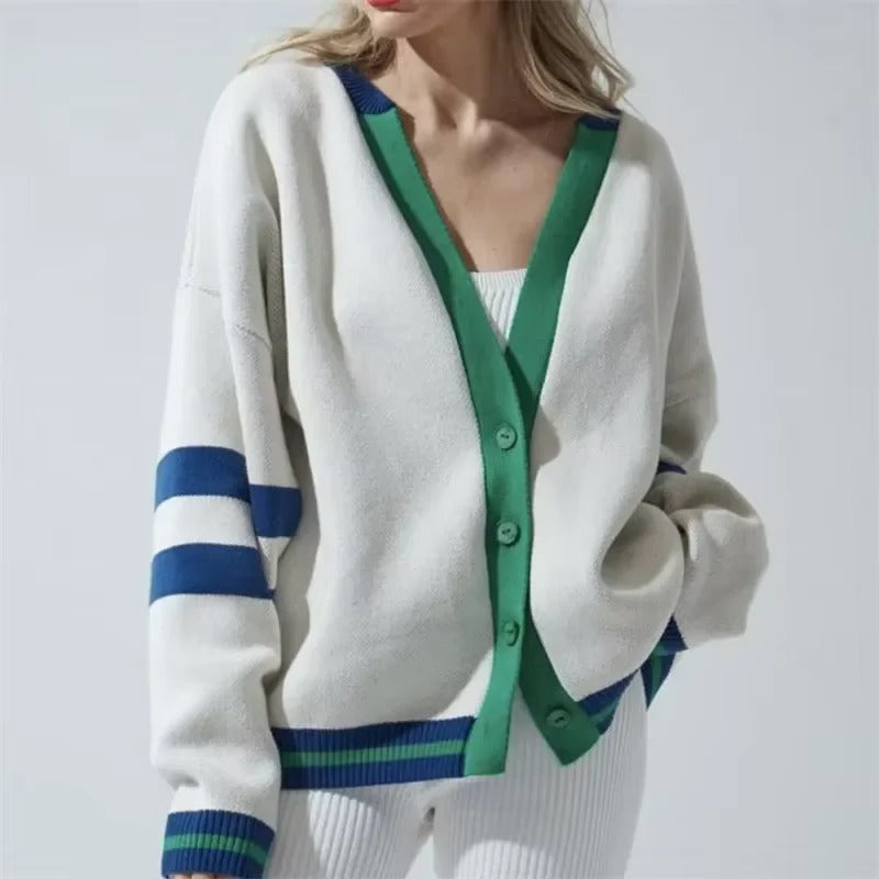 Damen Strickjacke V-Ausschnitt – Lockerer Cardigan im modernen Design