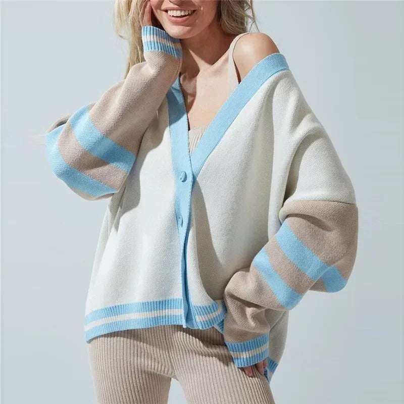 Damen Strickjacke V-Ausschnitt – Lockerer Cardigan im modernen Design
