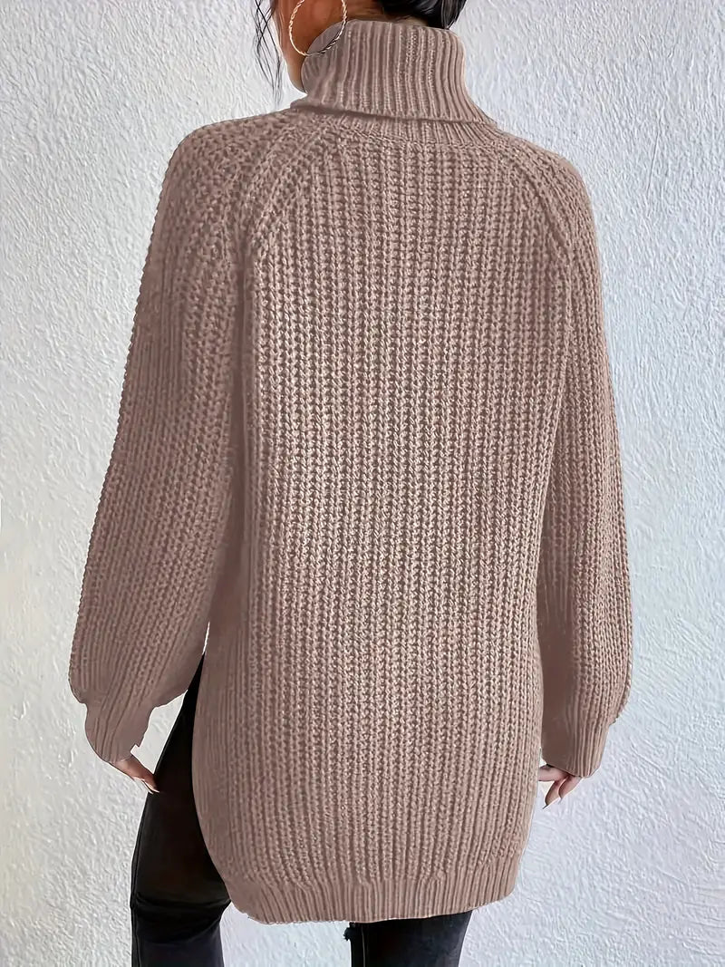 Damen Strickpullover Baumwolle Premium – Rollkragen, Weich & Elegant