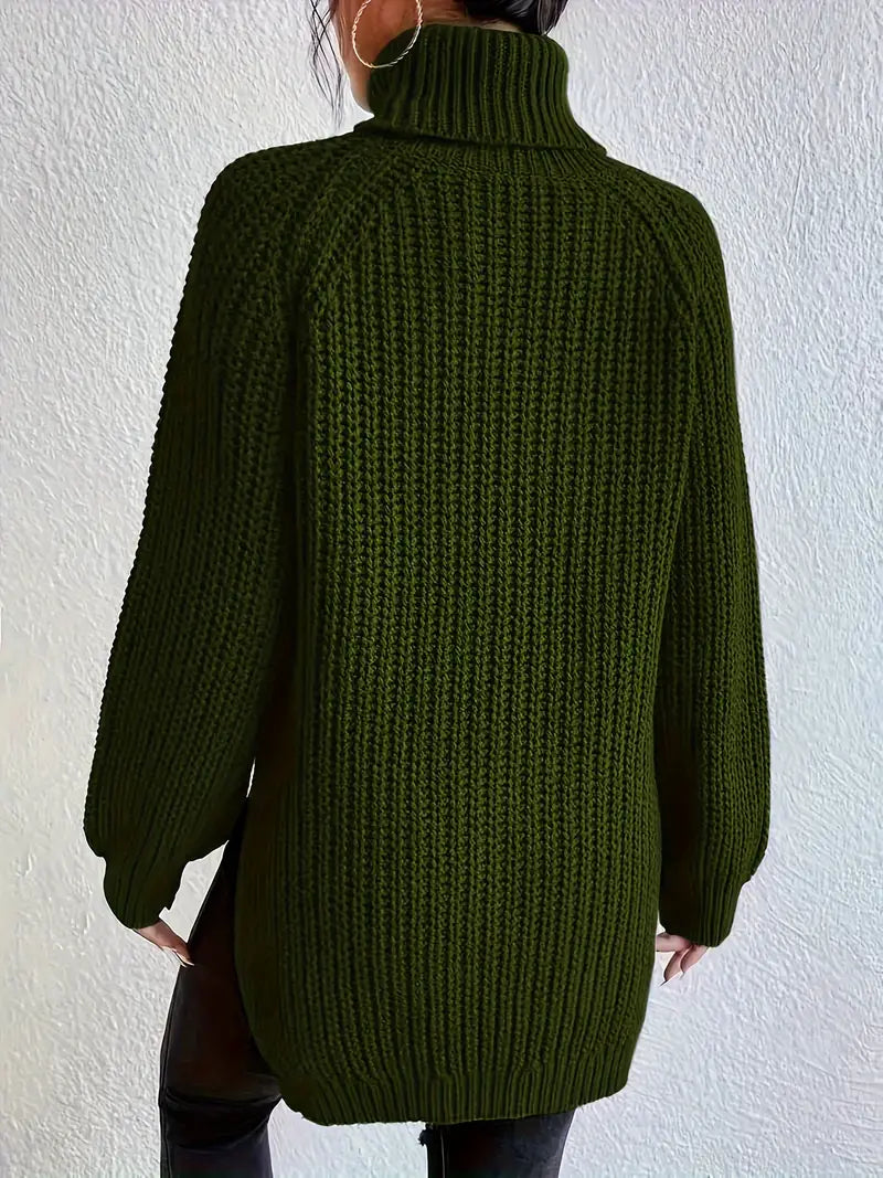 Damen Strickpullover Baumwolle Premium – Rollkragen, Weich & Elegant