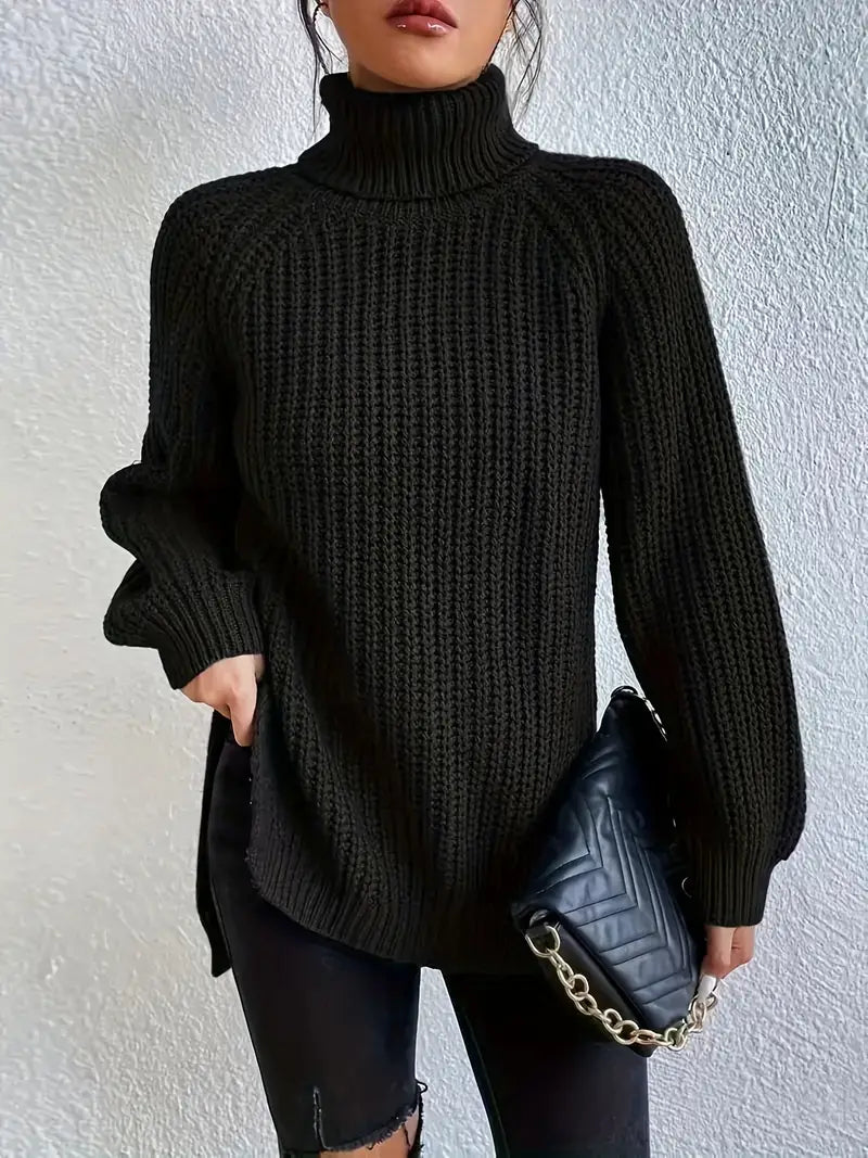 Damen Strickpullover Baumwolle Premium – Rollkragen, Weich & Elegant