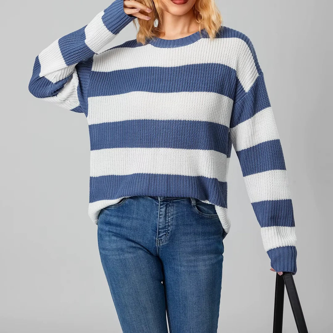 Damen Strickpullover Gestreift – Bunter Pullover im modernen Design