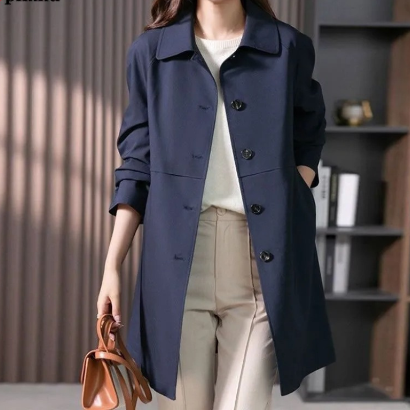 Damen Trenchcoat Kurz – Stylischer Ein-Knopf Mantel im eleganten Design