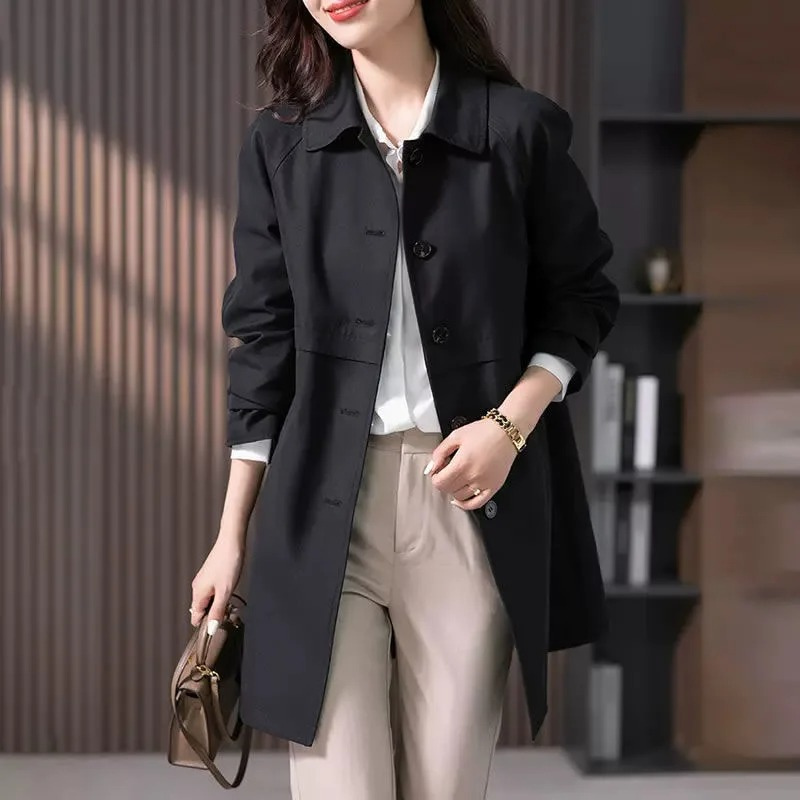 Damen Trenchcoat Kurz – Stylischer Ein-Knopf Mantel im eleganten Design