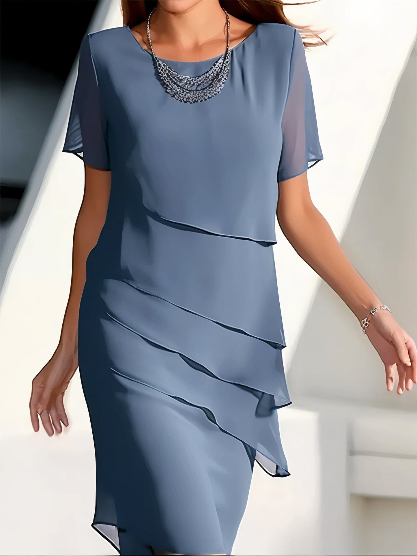 Daria | Gestuftes Damen-Chiffonkleid | Anmutig, elegant & vielseitig