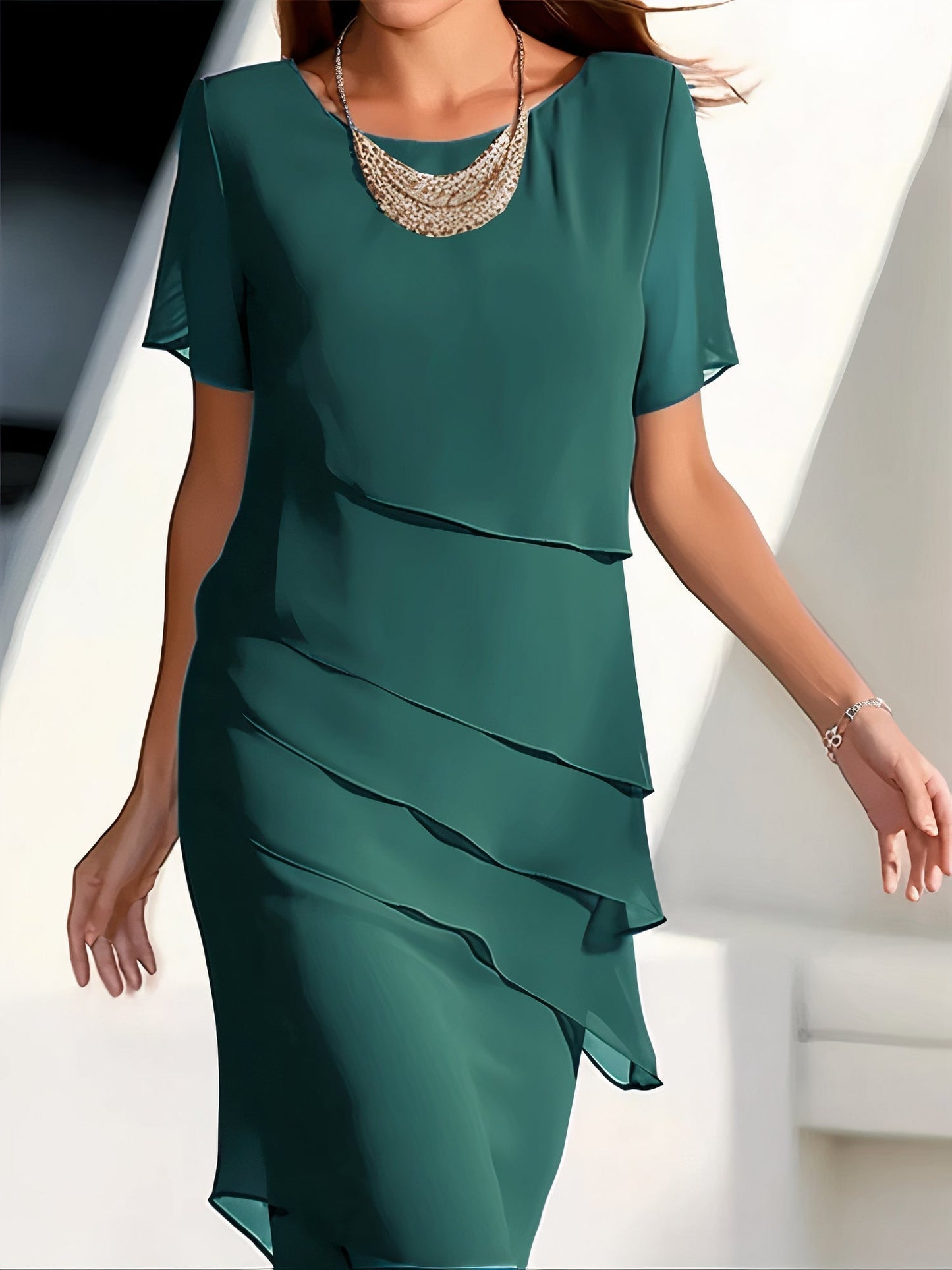 Daria | Gestuftes Damen-Chiffonkleid | Anmutig, elegant & vielseitig