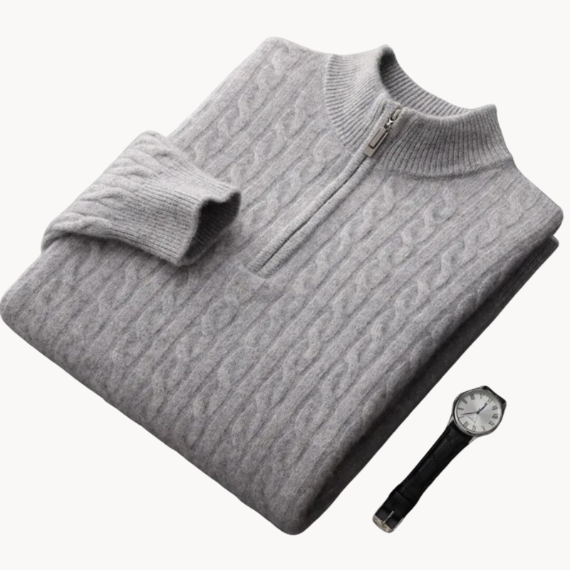 Eleganter Herrenpullover mit weichem Stoff und modernem Halb-Reißverschluss