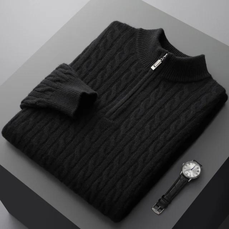Eleganter Herrenpullover mit weichem Stoff und modernem Halb-Reißverschluss