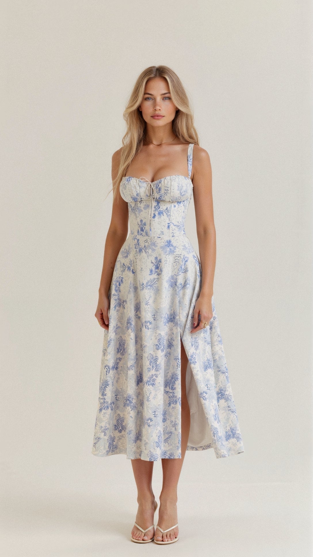 Elena – Sommerliches Midi-Kleid mit Trägern & Schlitz – Luftig, elegant & perfekt für warme Tage