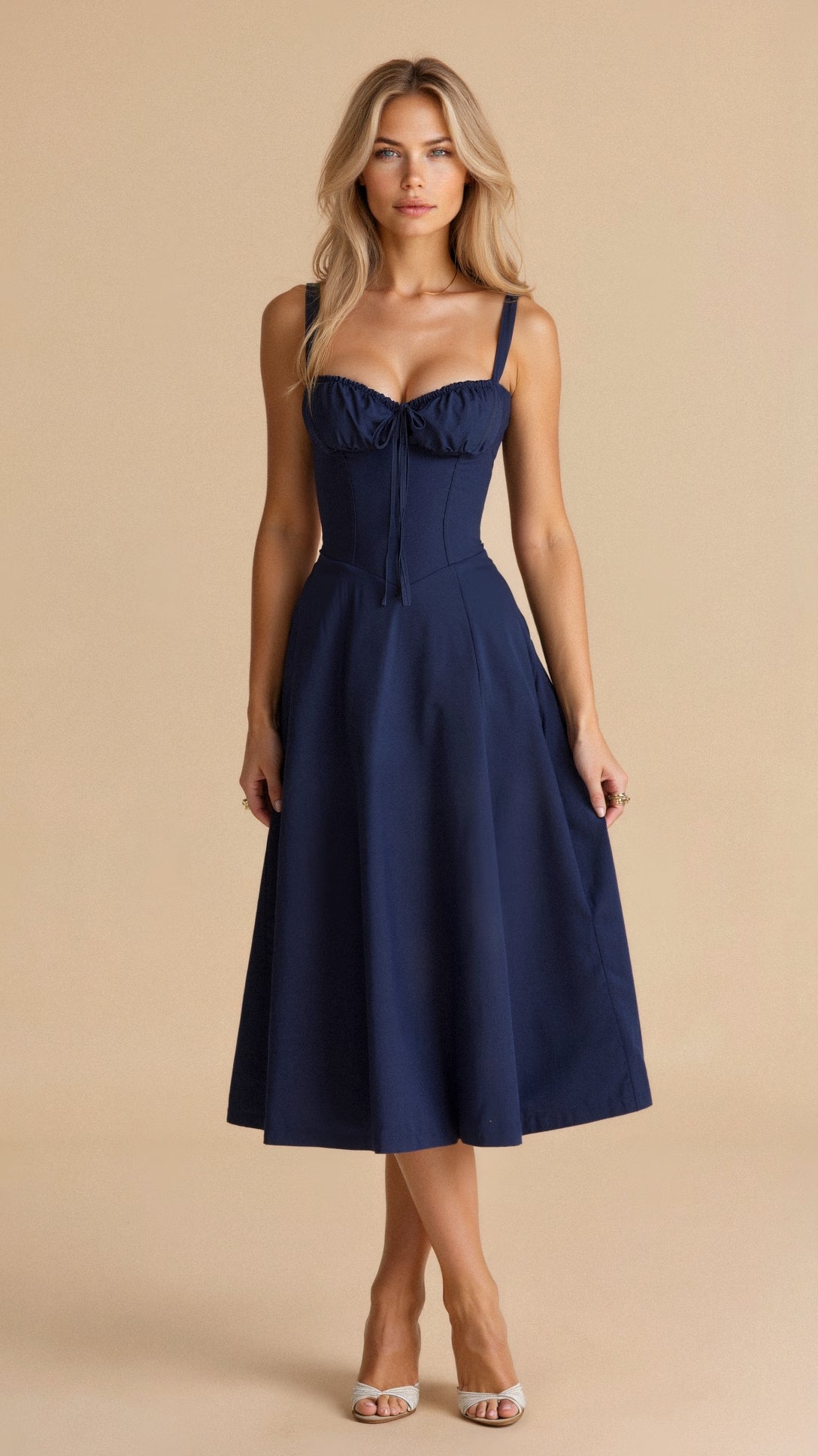 Elena – Sommerliches Midi-Kleid mit Trägern & Schlitz – Luftig, elegant & perfekt für warme Tage