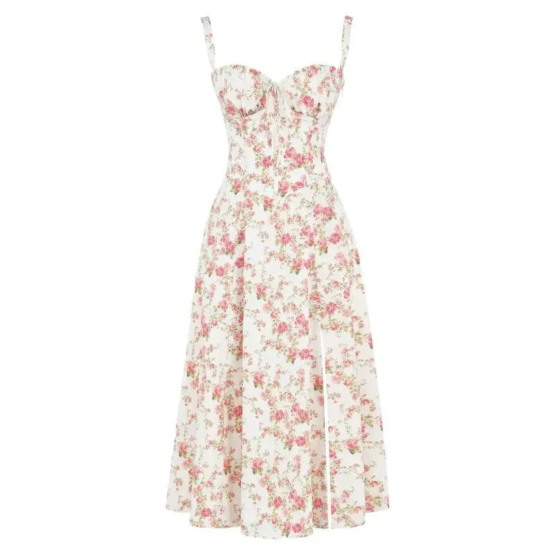 Elena – Sommerliches Midi-Kleid mit Trägern & Schlitz – Luftig, elegant & perfekt für warme Tage