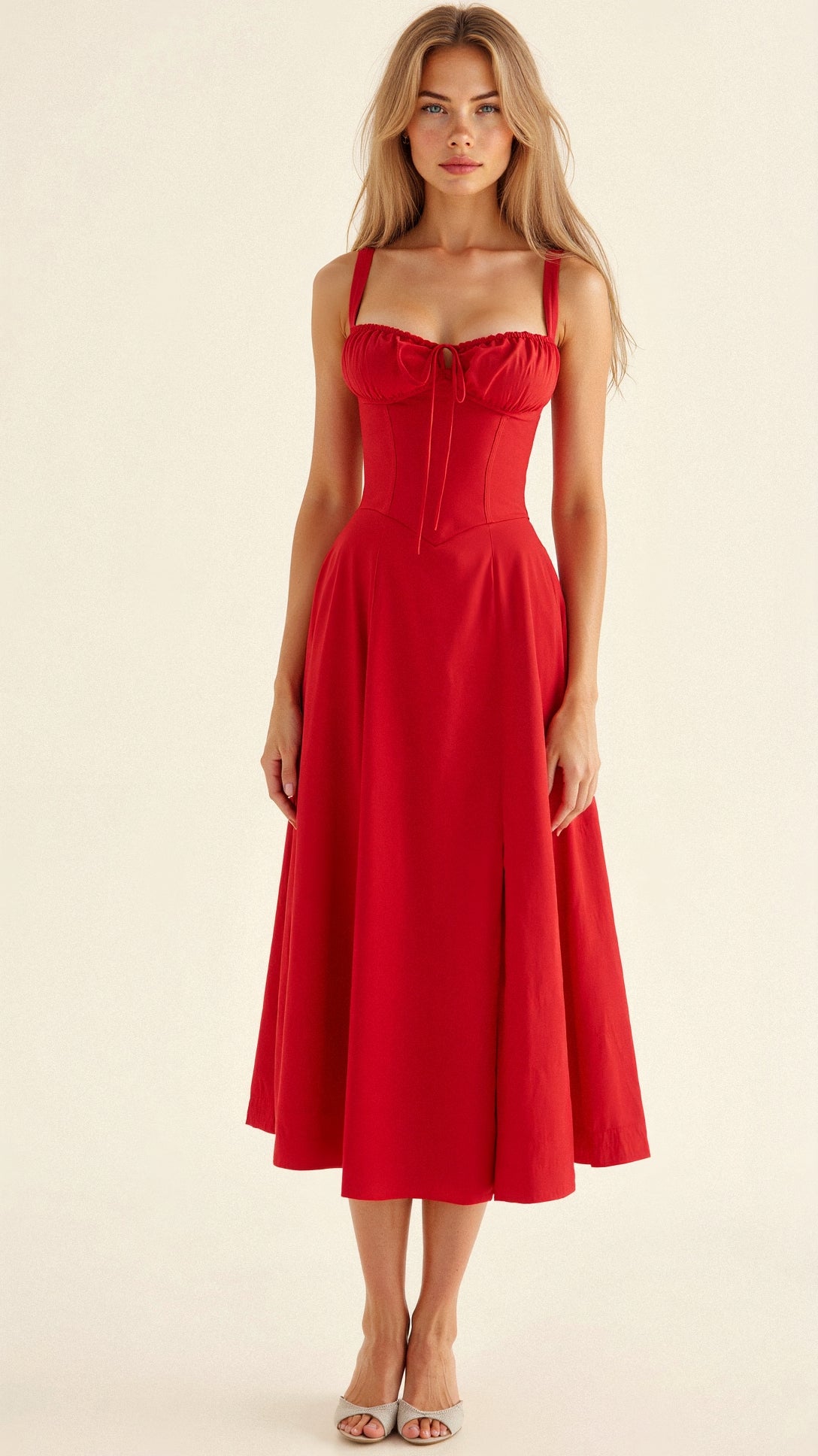 Elena – Sommerliches Midi-Kleid mit Trägern & Schlitz – Luftig, elegant & perfekt für warme Tage