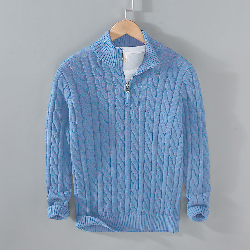 Klassischer Baumwoll-Pullover für Herren mit modernem Halbreißverschluss