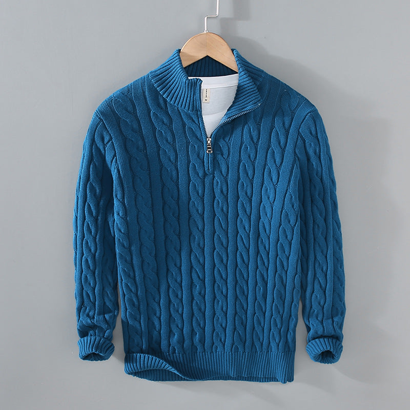 Klassischer Baumwoll-Pullover für Herren mit modernem Halbreißverschluss