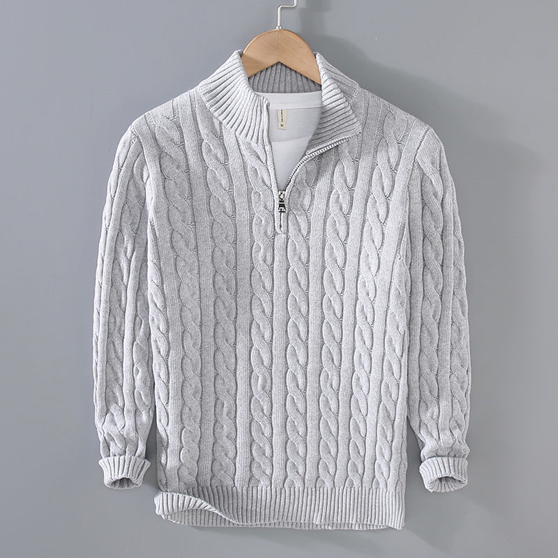 Klassischer Baumwoll-Pullover für Herren mit modernem Halbreißverschluss